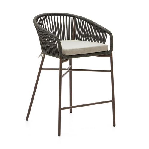 *WOONWINKEL* Kave Home Yanet Tuin Barstoel Touw Met Kussen G, Tuin en Terras, Tuinsets en Loungesets, Nieuw, Verzenden