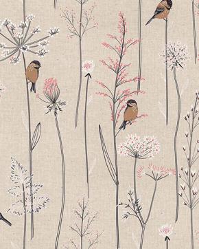 Linnenlook Half Panama Vogels & Bloemen, Hobby en Vrije tijd, Stoffen en Lappen, Overige kleuren, Nieuw