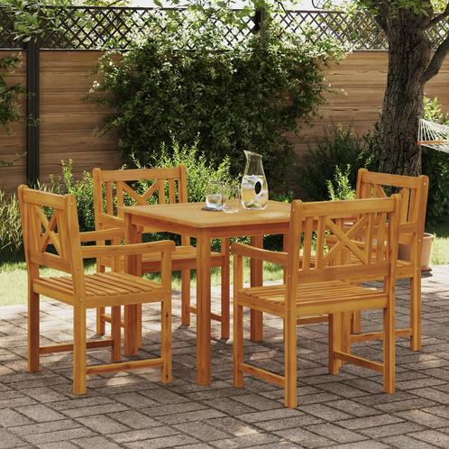 vidaXL 5-delige Tuin Eetset van Massief Acacia Hout, Tuin en Terras, Tuintafels, Nieuw, Verzenden