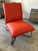 Leren fauteuil zonder armleuning met kruisframe - oranje lee, Nieuw, Ophalen of Verzenden, Industrieel, 50 tot 75 cm