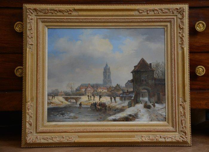 Bart van Hove (1790-1880) - Winterstadsgezicht, Antiek en Kunst, Kunst | Schilderijen | Klassiek