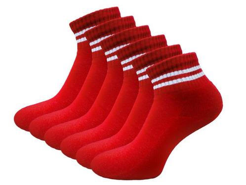 6 paar Quarter Sneakersokken - SQOTTON® - Rood-Wit Gestreept, Kleding | Heren, Sokken en Kousen, Verzenden