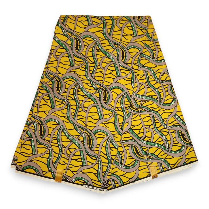 Afrikaanse stof - Gele Strings - 100% katoen - 1 yard, Hobby en Vrije tijd, Stoffen en Lappen, Nieuw, Ophalen of Verzenden