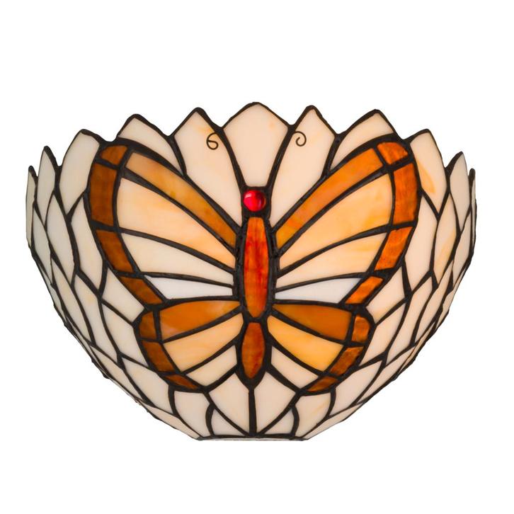 Tiffany vlinder wandlamp - B 25 CM x H 14 CM (Art. 8250), Huis en Inrichting, Lampen | Wandlampen, Verzenden