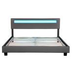 Gestoffeerd bed Paris - 160 x 200 cm - Donkergrijs - LED ver, Huis en Inrichting, Slaapkamer | Bedden, Verzenden, Nieuw