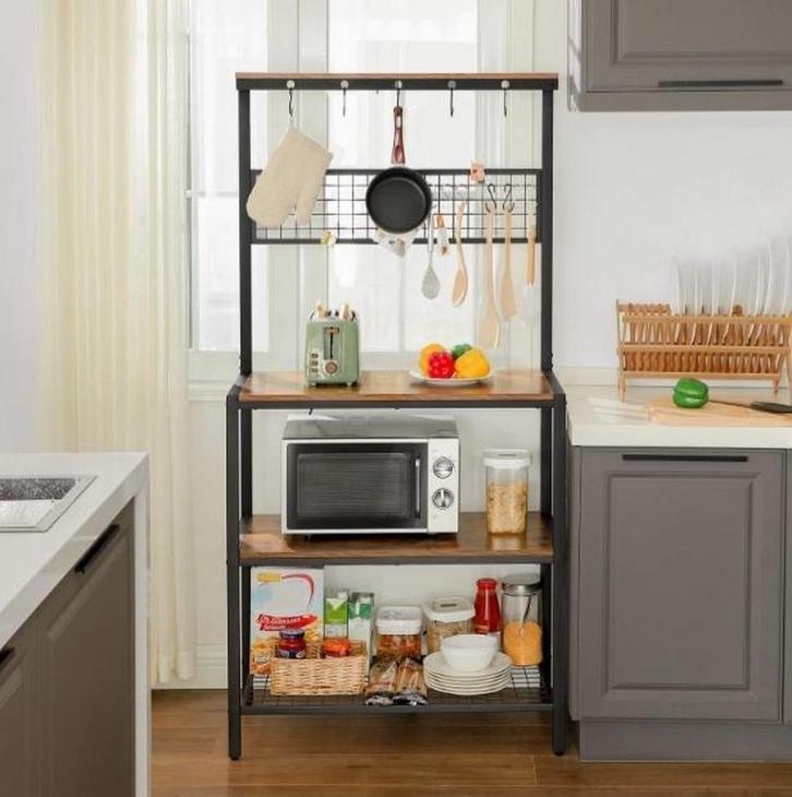 VASAGLE Keukenkast-Keukenplank-84 x 40 x 170 cm, Huis en Inrichting, Keuken | Keukenelementen, 50 tot 75 cm, Bruin, Nieuw, 100 tot 150 cm