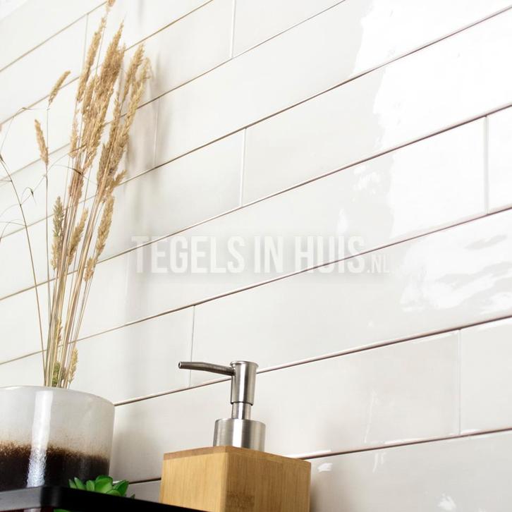 Equipe wandtegel manacor 6,5x40 wit glans handvorm, Doe-het-zelf en Verbouw, Tegels, Wandtegels, Nieuw, 10 m² of meer, Keramiek