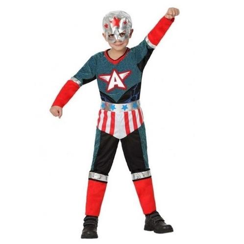 Superhelden USA pak voor jongens - Superhelden overig, Kinderen en Baby's, Carnavalskleding en Verkleedspullen, Ophalen of Verzenden