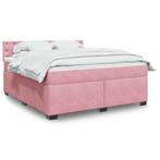 vidaXL Boxspring met matras fluweel roze 180x200 cm, Eenpersoons, Verzenden, Nieuw, 80 cm