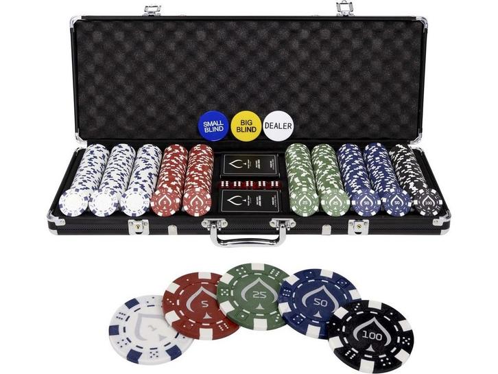 Texas Finest Matt Black Pokerset - 500 Chips inclusief, Kinderen en Baby's, Speelgoed | Overig, Nieuw, Verzenden