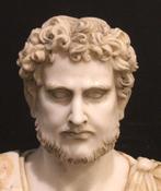 sculptuur, Busto di Adriano in marmo policromo, pregiato, Antiek en Kunst