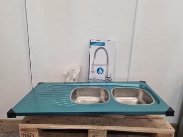 Buitenkeuken dubbele spoelbak set RVS / chroom 120 x 60 cm beschikbaar voor biedingen