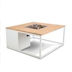 Cosi Fires Cosiloft lounge vuurtafel 100 cm wit - teak top, Nieuw, Verzenden