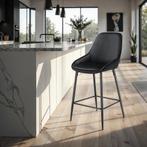 Barkruk Siera met rugleuning - Fluweellook zwart/zwart, Set, Huis en Inrichting, Barkrukken, Verzenden, Nieuw