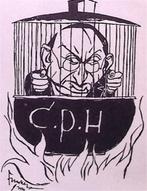 Koken in de pot van de CPH op spotprent (lijst optie), Antiek en Kunst, Verzenden