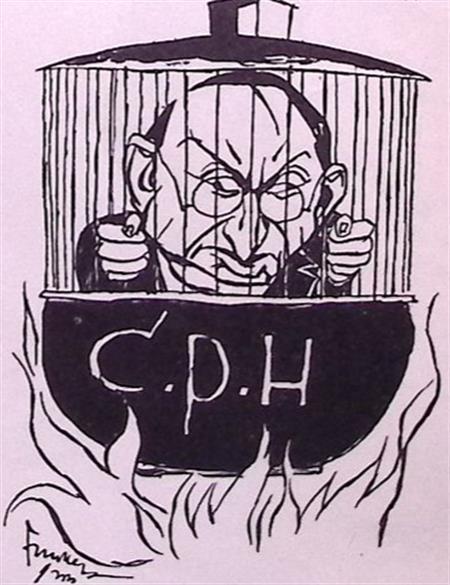 Koken in de pot van de CPH op spotprent (lijst optie), Antiek en Kunst, Kunst | Litho's en Zeefdrukken, Verzenden