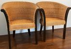 Fauteuil -  - Paar houten en rotan fauteuils