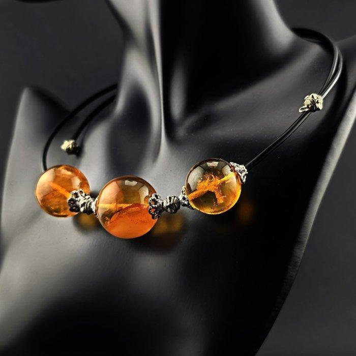 Exclusieve amberketting – GROOT 21mm gouden cognackralen en, Antiek en Kunst, Curiosa en Brocante