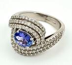 Ring - 18 karaat Witgoud - 1.30ct. tw. Tanzaniet - Diamant, Sieraden, Tassen en Uiterlijk, Ringen, Nieuw