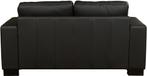Zwarte leren moderne 2-zitsbank - poot hout zwart - Hermes L, 150 tot 200 cm, Ophalen of Verzenden, Rechte bank, Modern