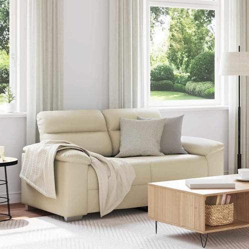 vidaXL 2-zitsbank crème 120 cm kunstleer, Huis en Inrichting, Banken | Bankstellen, Nieuw, Leer, Tweepersoons, Verzenden