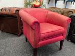 Aktie ! Rood of zilver zijde Chesterfield Stoel / club chair, Huis en Inrichting, Fauteuils, Ophalen, Zo goed als nieuw, Stof