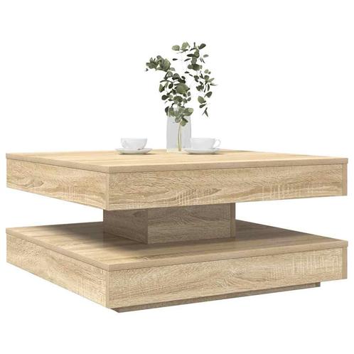 vidaXL Salontafel 360 graden draaibaar 70x70x34,5 cm sonoma, Huis en Inrichting, Tafels | Salontafels, 50 tot 100 cm, Nieuw, Overige houtsoorten