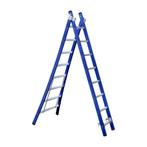 Eurostairs Reform ladder dubbel uitgebogen 2x8 sporten BLAUW, Doe-het-zelf en Verbouw, Ladders en Trappen, Ophalen of Verzenden