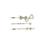 Schuifspeldjes Dubbele Strik Strass Parel 5cm Goud, Nieuw