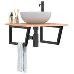 vidaXL Badkamer wandschap staal en massief eikenhout, Verzenden, Nieuw