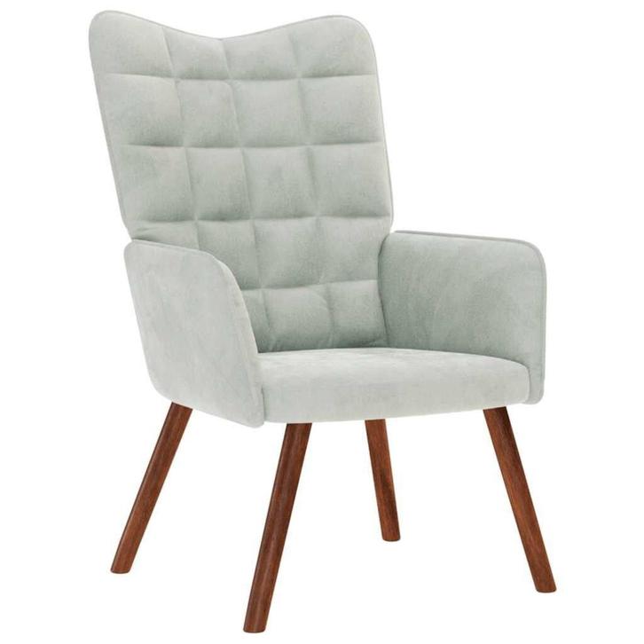 Fluweel Relaxstoel Lichtgrijs | Tweedekansje | Comfortabe..., Huis en Inrichting, Stoelen, Grijs, Nieuw, Ophalen of Verzenden
