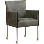 Set van 6 Leren eetkamerstoelen More - Kenia Antracite, Ophalen of Verzenden, Nieuw, Leer