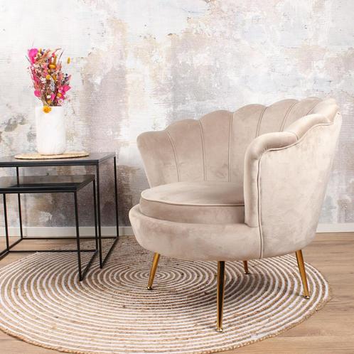 Feliz fauteuil velvet champagne/taupe, Huis en Inrichting, Stoelen, Nieuw, Ophalen of Verzenden