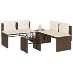 vidaXL 4-delige Loungeset met kussens poly rattan bruin, Tuin en Terras, Verzenden, Nieuw, Rotan, Loungeset