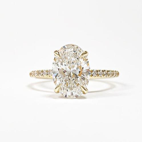 Ring - 14 karaat Geel goud - 3.23ct. tw. Diamant (Lab-grown), Sieraden, Tassen en Uiterlijk, Ringen
