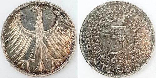 Duitsland 5 Dm 1957 G bfr/stgl/stgl tolle Regenbogen Pati..., Postzegels en Munten, Munten | Europa | Niet-Euromunten, Verzenden