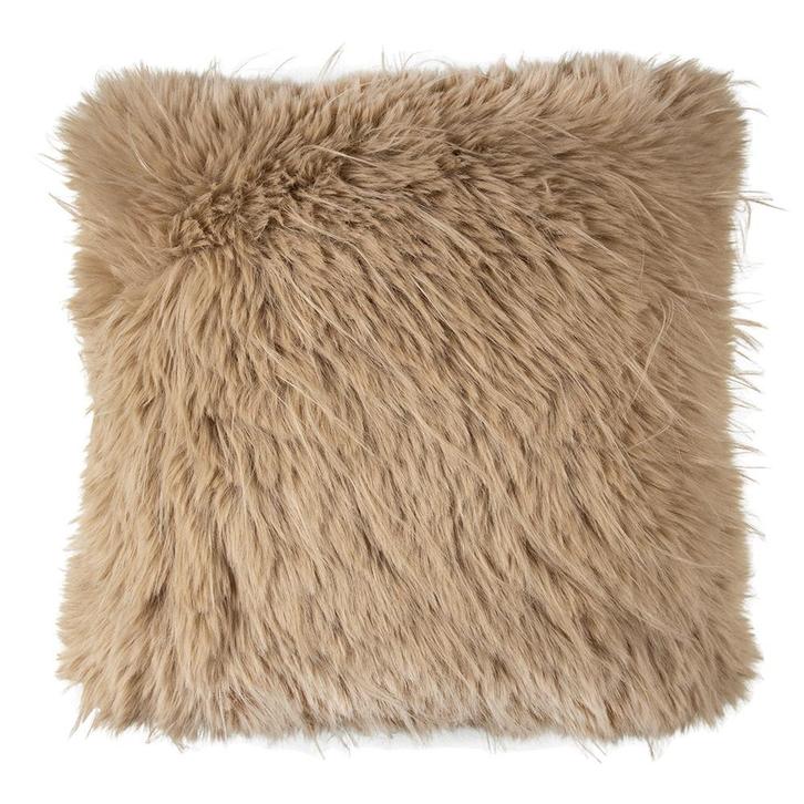 kussen teddy langhaar pluk cognac 45x45cm, Huis en Inrichting, Woonaccessoires | Overige, Verzenden