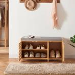 [en.casa] Schoenenkast Selk 50x90x35 cm bamboe grijs, Huis en Inrichting, Kasten | Schoenenkasten, Verzenden, Nieuw