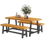 TRUUSK Zitgroep 3-delig Houten Eetgroep Voor 4 Personen In L, Tuin en Terras, Overige Tuin en Terras, Verzenden, Nieuw