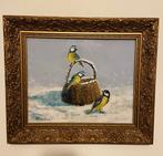 henk poeder - Vogeltjes in de sneeuw, Antiek en Kunst, Kunst | Schilderijen | Modern