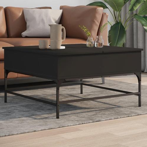 vidaXL Salontafel 80x80x45 cm bewerkt hout en metaal zwart, Huis en Inrichting, Tafels | Salontafels, 50 tot 100 cm, Nieuw, Metaal