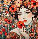 Paneel van duurzaam textiel, met de hand gedrukt. -