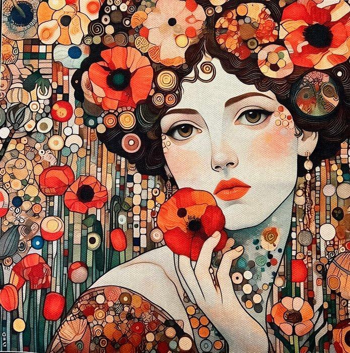 Paneel van duurzaam textiel, met de hand gedrukt. -, Antiek en Kunst, Curiosa en Brocante