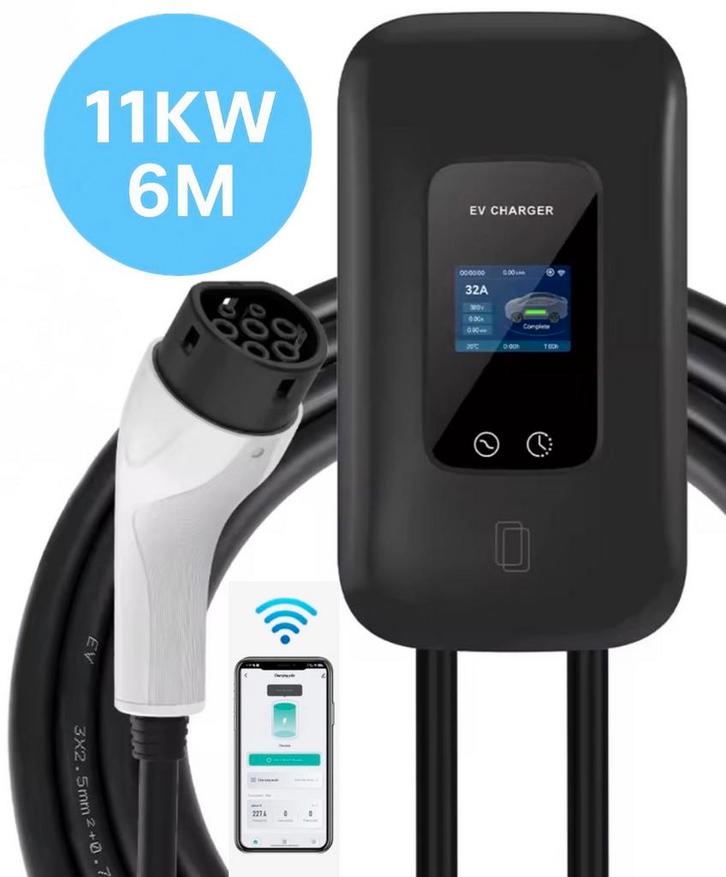 L6 PRO Laadpaal – Wallbox 3-fase | Type 2 | 6m Kabel | 11, Auto diversen, Laadpalen, Nieuw, Verzenden