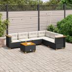 vidaXL 7-delige Loungeset met kussens poly rattan zwart, Tuin en Terras, Tuinsets en Loungesets, Verzenden, Nieuw, Rotan, Loungeset