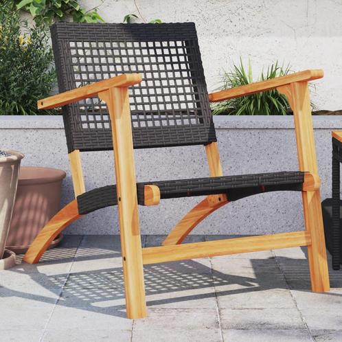 vidaXL Tuinnstoelen 2 st poly rattan en acaciahout zwart, Tuin en Terras, Tuinsets en Loungesets, Nieuw, Rotan, Verzenden