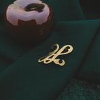 Gouden letter broche; letter H (vintage, gouden broche), Ophalen of Verzenden, Gebruikt, Overige kleuren, Goud