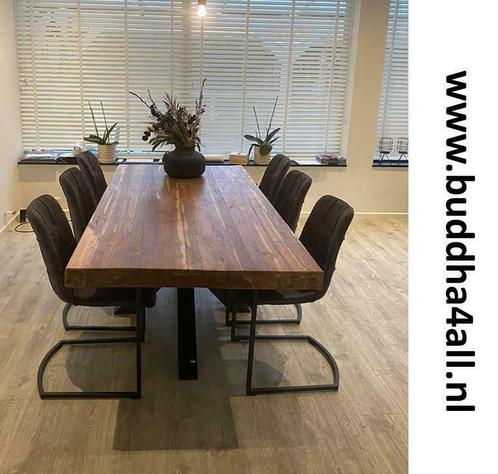 Boomstam tafel / eettafel / bureau / teak tafelblad, Huis en Inrichting, Tafels | Eettafels, 50 tot 100 cm, 200 cm of meer, Rechthoekig