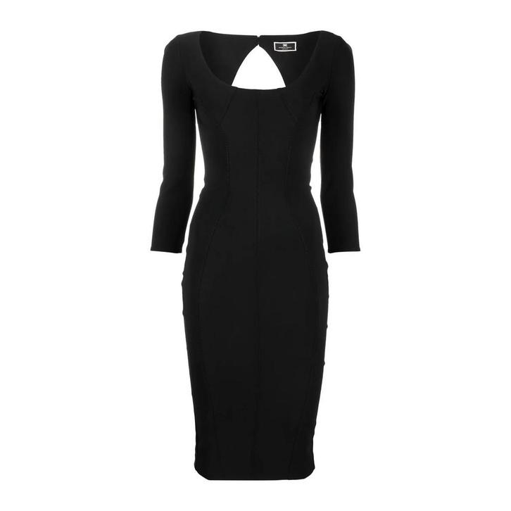 Elisabetta Franchi • zwarte jurk open rug • 34 (IT40), Kleding | Dames, Jurken, Zwart, Nieuw, Maat 34 (XS) of kleiner, Verzenden