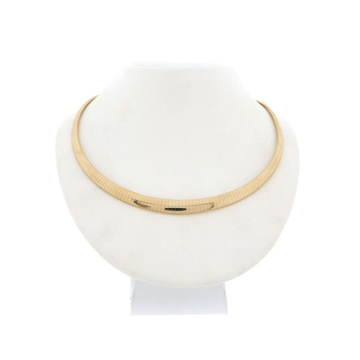 Gouden omega schakelcollier (Ketting), Sieraden, Tassen en Uiterlijk, Kettingen, Overige kleuren, Gebruikt, Goud, Ophalen of Verzenden